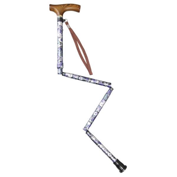 【介護/医療】杖 すべりにくい杖 伸縮折りたたみ式 紺花 オオサキメディカル