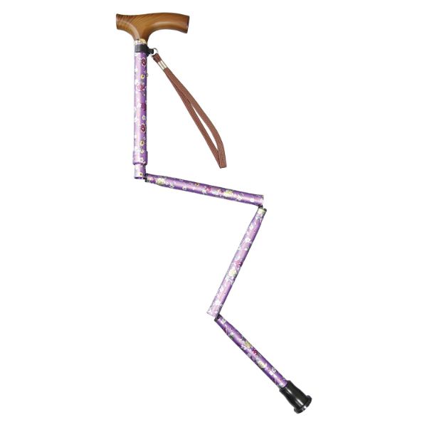 【介護/医療】杖 すべりにくい杖 伸縮折りたたみ式 紫花 オオサキメディカル