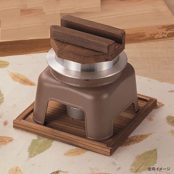 和食用品 M10-297 お釜かまどセット(中) 素焼き茶 木(蓋・敷板) マイン