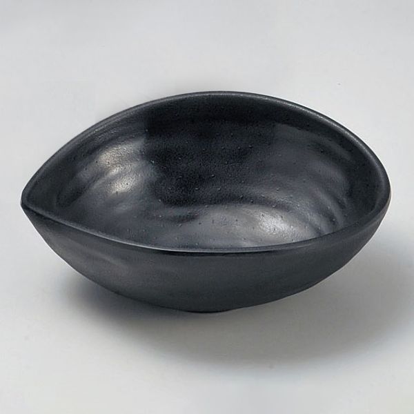 メラミン食器 M11-222 朴葉皿(中) 黒 マイン