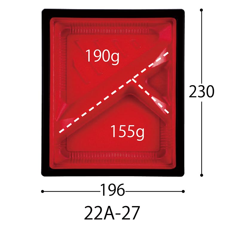 弁当容器 CTWF-22A-27赤黒-BK身L 中央化学