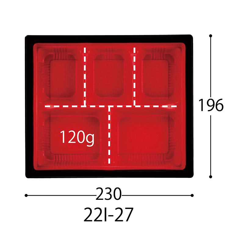 弁当容器 CT WF-22I-27 赤木目BK 身L 中央化学