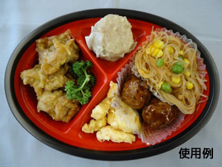 弁当容器 CT WF-小判 23A-32 赤黒-BK L 中央化学