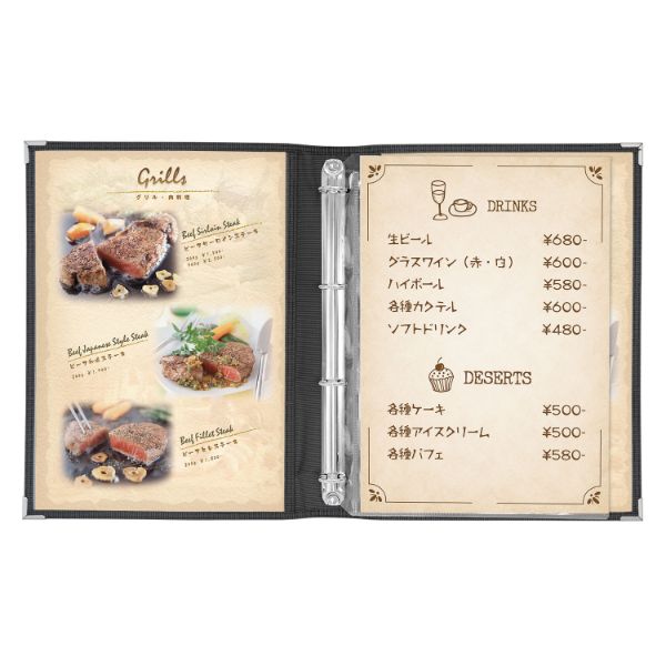 メニューブック NY-BOLD BINDER-ABW ナイロン 太バインダーメニュー (A4) 黒 シンビ