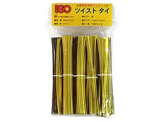 ツイストタイ PET タイ 4×100mm 金 1000本 アイ・ジー・オー