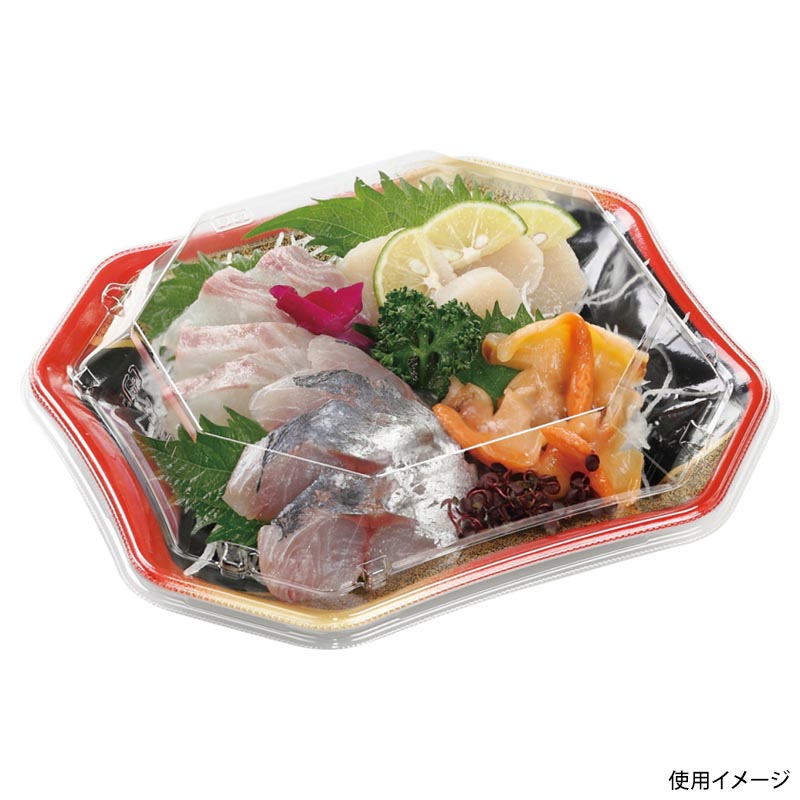 刺身容器 美彩21-18 本体 まき絵赤金 エフピコ