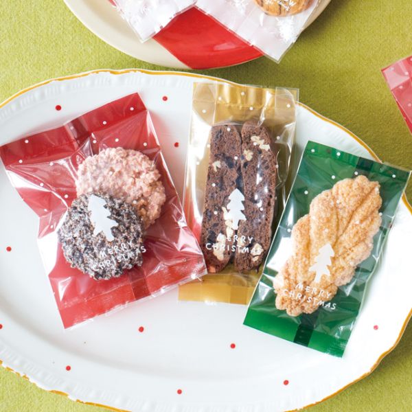 ポリ袋 シンプルクリスマス スイーツパック/クリア-3(100枚)