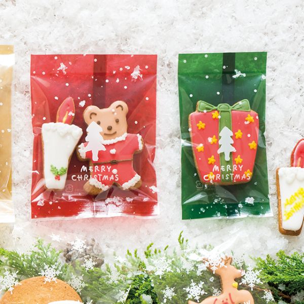 ポリ袋 シンプルクリスマス スイーツパック/クリア-3(100枚)