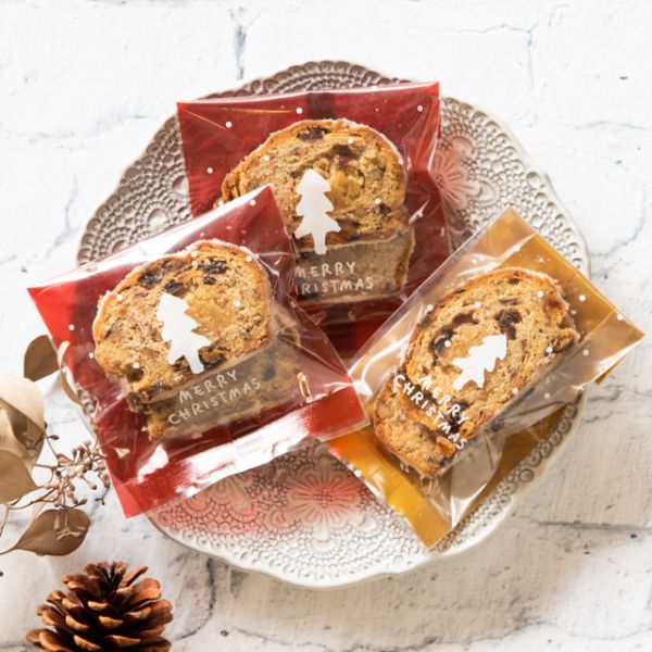 ポリ袋 シンプルクリスマス スイーツパック/クリア-3(100枚)