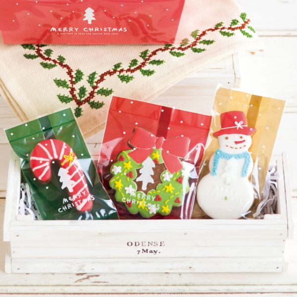 ポリ袋 シンプルクリスマス スイーツパック/クリア-3(100枚)