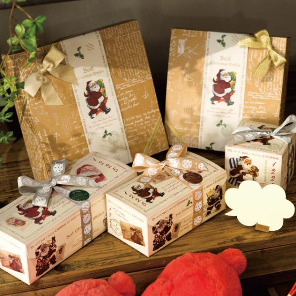 贈答箱 クリスマスアンティークサンタ ギフトBOXワイド型(20枚) ヘッズ