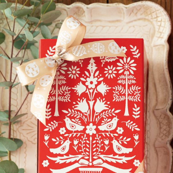 クリスマスオーナメント プリントサテンリボン-1/ゴールド(1巻 ヘッズ