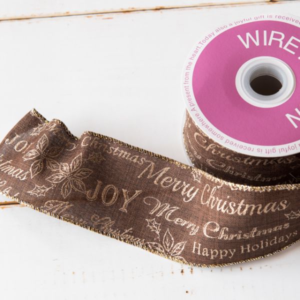 クリスマスナチュラル ワイヤーリボン-ブラウン(1巻) ヘッズ