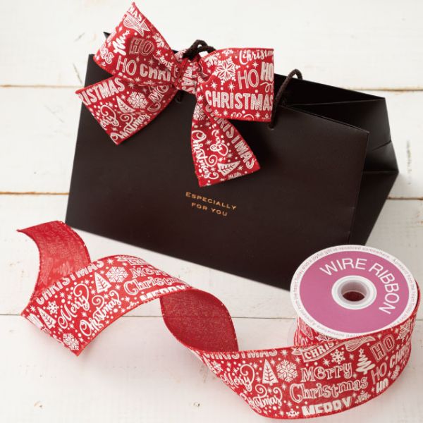 クリスマスナチュラル ワイヤーリボン-レッド(1巻)