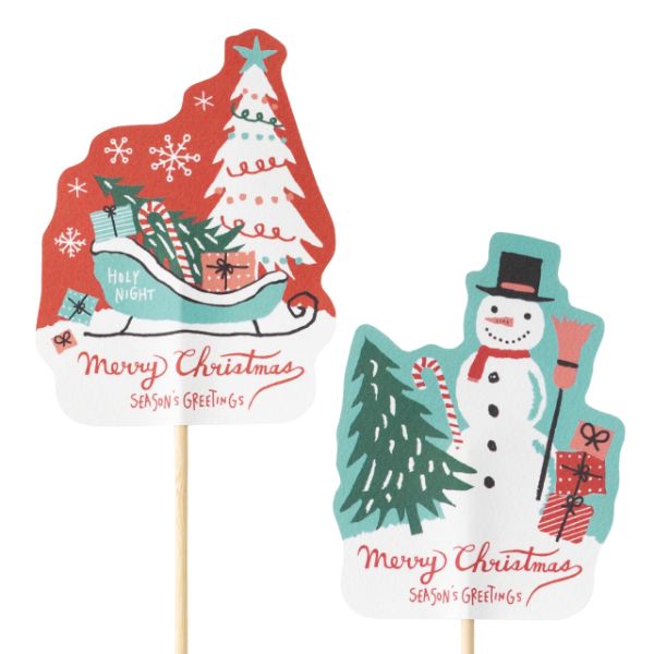 クリスマスフラワーピック-11/スノーマン(10本)