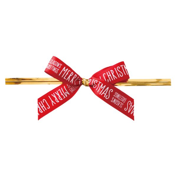 クリスマスプリントリボンワイヤータイ-1/レッド(30個) ヘッズ