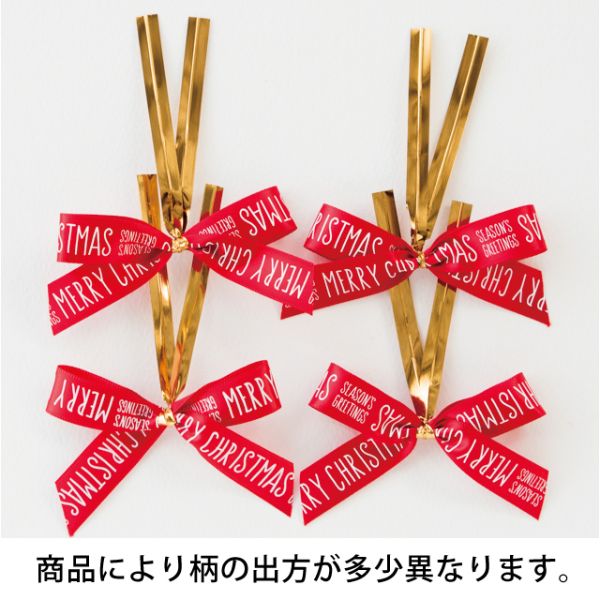 クリスマスプリントリボンワイヤータイ-1/レッド(30個) ヘッズ