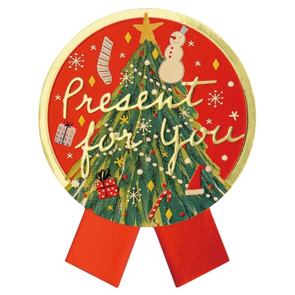 クリスマスベアラーリボン型シール-1(100枚) ヘッズ