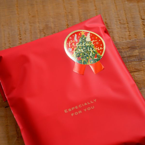 クリスマスベアラーリボン型シール-1(100枚) ヘッズ