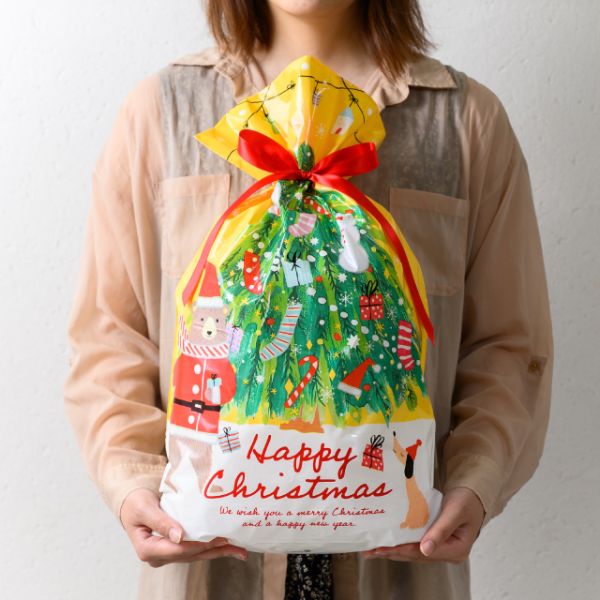 袋 クリスマスベアラーリボン付PEギフトバッグ-M(20枚) ヘッズ