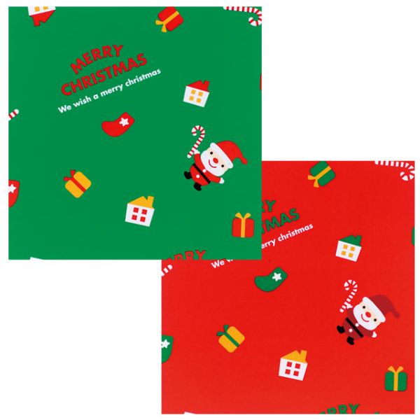 クリスマスミニサンタ包装紙/赤(全紙)(50枚) ヘッズ