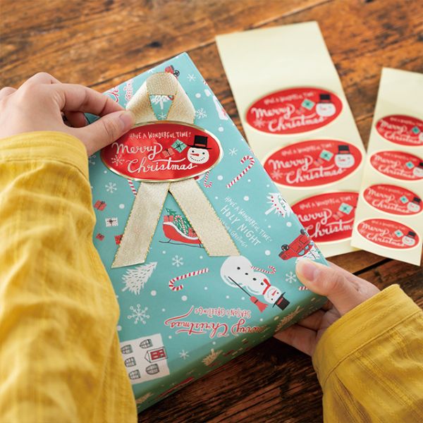 クリスマスミントブルー ギフトシール-1(100枚) ヘッズ