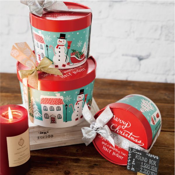 贈答箱 クリスマスミントブルー 丸型BOX-M(10個)