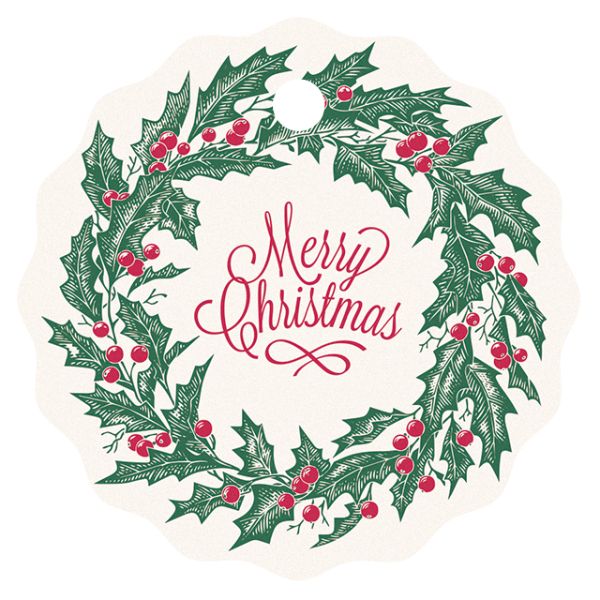 贈答用飾り クリスマスリースタッグ-1(50枚) ヘッズ