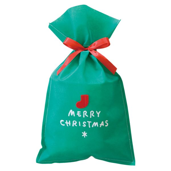 エコバッグ シンプルクリスマス グリーン 不織布バッグ-M(10枚) ヘッズ