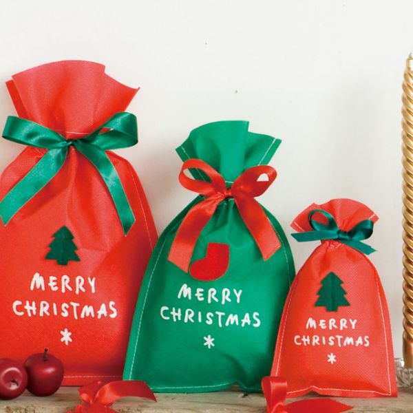 エコバッグ シンプルクリスマス グリーン 不織布バッグ-S(10枚) ヘッズ