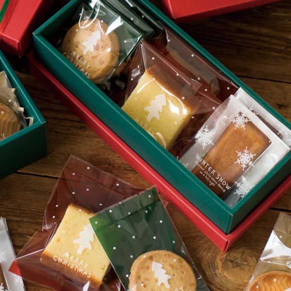 ポリ袋 シンプルクリスマス スイーツパック/クリア-4(100枚)