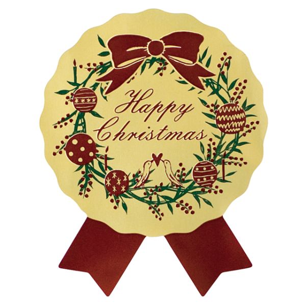 ハッピークリスマス リボン型シール(100枚) ヘッズ