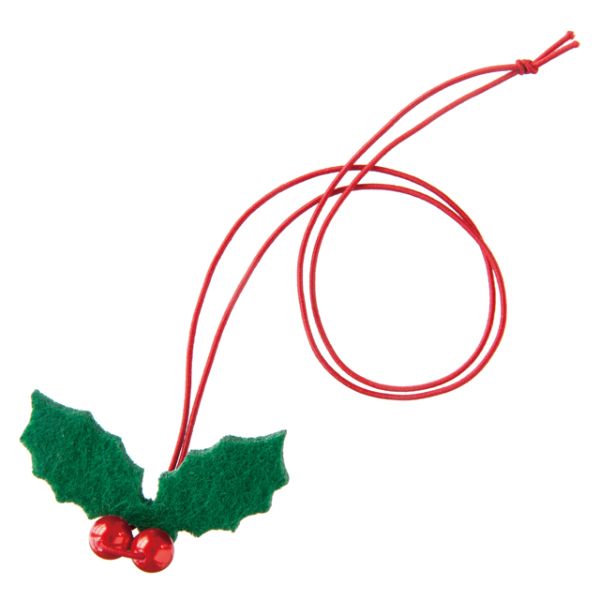 贈答用飾り ハンドメイドクリスマス ゴムタッグ-4/パール付柊(20枚 ヘッズ