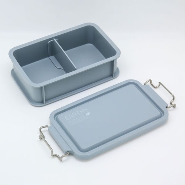 弁当容器 EARTHY コンテナランチボックス(仕切付) CNT-600 グレー