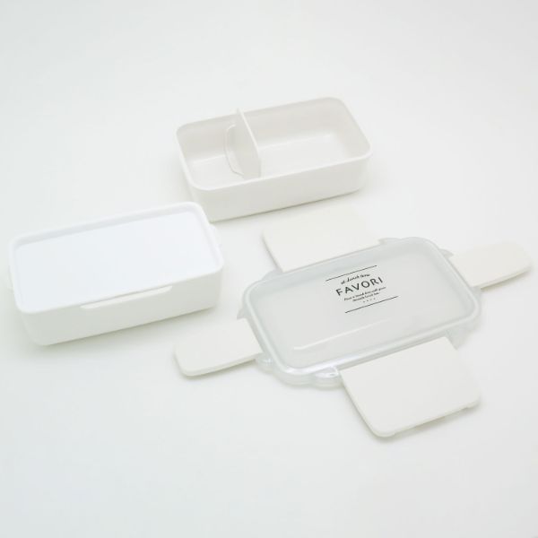 弁当容器 DISH UP LUNCH ランチボックス二段(仕切付) PWD-600 ホワイト