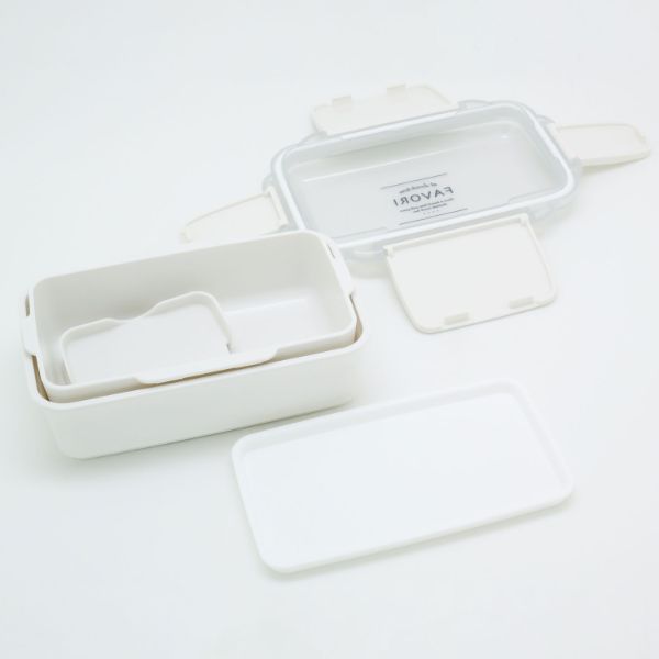 弁当容器 DISH UP LUNCH ランチボックス二段(仕切付) PWD-600 ホワイト
