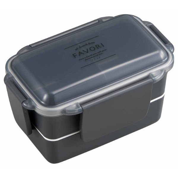 弁当容器 DISH UP LUNCH ランチボックス二段(仕切付) PWD-600 グレー