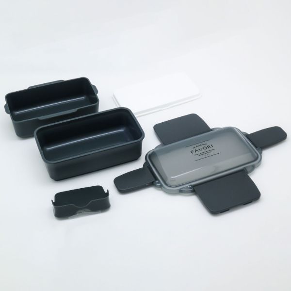 弁当容器 DISH UP LUNCH ランチボックス二段(仕切付) PWD-600 グレー