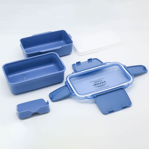 弁当容器 DISH UP LUNCH ランチボックス二段(仕切付) PWD-600 ブルー