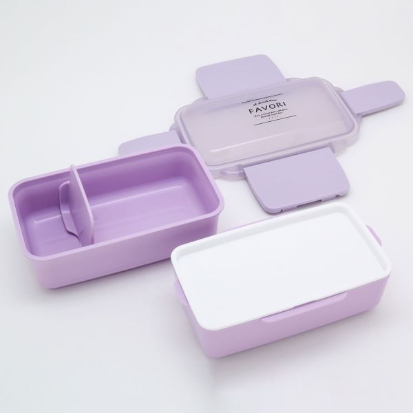 弁当容器 DISH UP LUNCH ランチボックス二段(仕切付) PWD-600 パープル