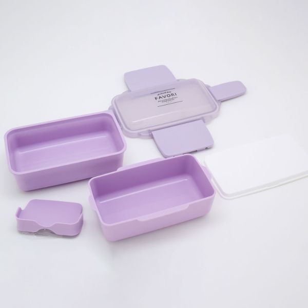 弁当容器 DISH UP LUNCH ランチボックス二段(仕切付) PWD-600 パープル