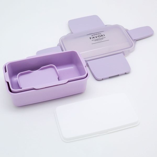 弁当容器 DISH UP LUNCH ランチボックス二段(仕切付) PWD-600 パープル