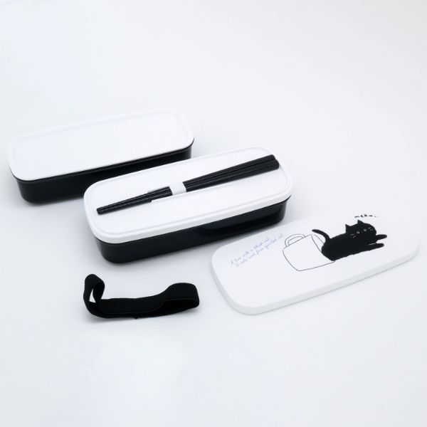 弁当容器 black cat ランチボックス二段(仕切付) PW-28K