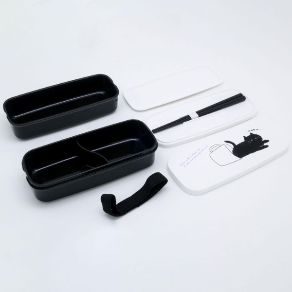 弁当容器 black cat ランチボックス二段(仕切付) PW-28K