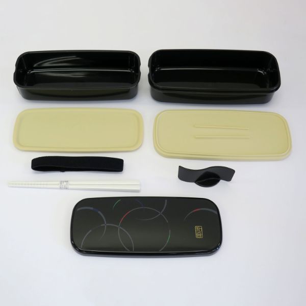 弁当容器 和音 ランチボックス二段巾着弁当袋付 PW-28C