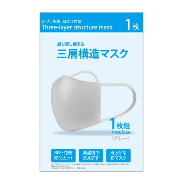 使い捨てマスク 繰り返し使える 三層構造マスク1枚 2263780