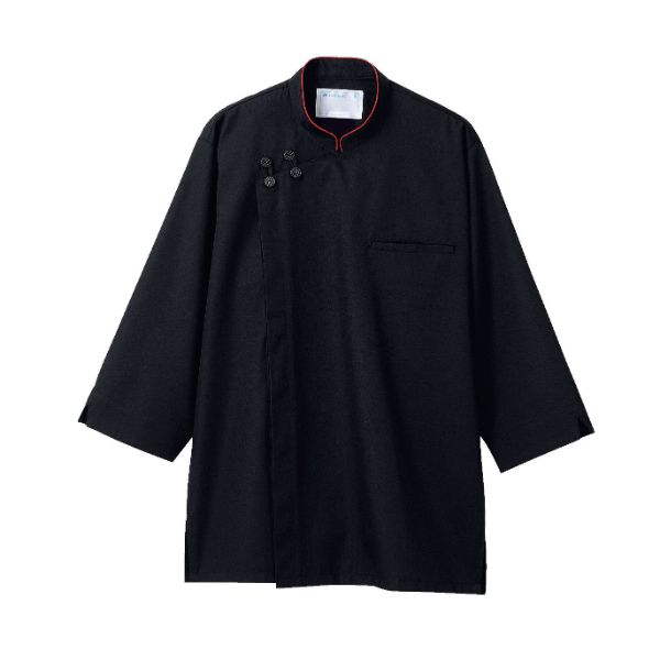 コックシャツ(薄手) 住商モンブラン 2-623_3L 調理シャツ 兼用 7分袖 黒/エンジ 3L