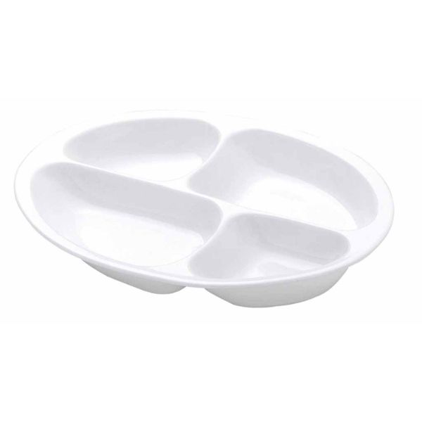 【介護/医療】食器類 仕切り皿4分割 ホワイト 1701 強化磁器