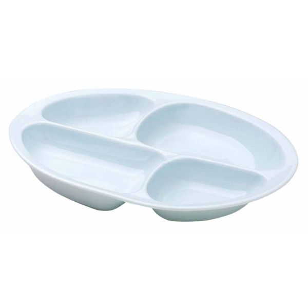 【介護/医療】食器類 仕切り皿4分割 ブルー 1702 強化磁器