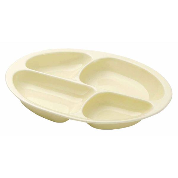 【介護/医療】食器類 仕切り皿4分割 イエロー 1703 強化磁器